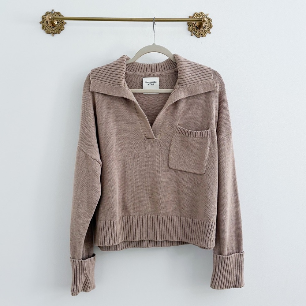 Abercrombie Notch Neck Cotton Collar Sweater Medium